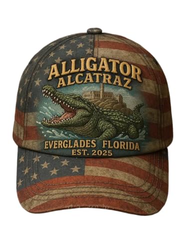 Retro Alligator Alcatraz Funny Florida Everglades Art Casual Prints Cap Resist Fdt Foxtrot Delta Tango Hat