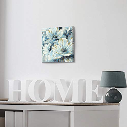 Artistic Path Flowers Artwork Painting Prints Pictures: Abstract Lily Pad Prints Canvas Wall Art For Bathroom (12" W X 12" H, Multi-Sized) #TOP3