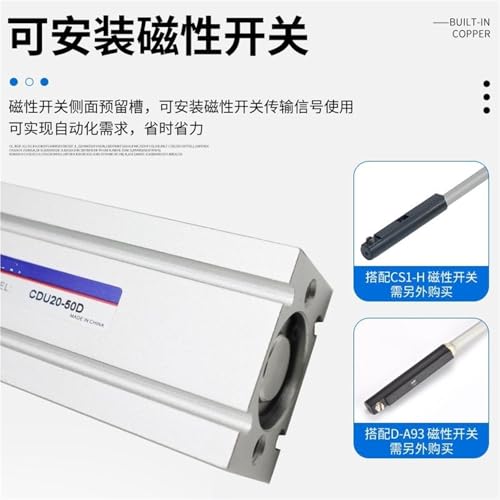 Vérin pneumatique CDU32-35D anti-encombrement pour espaces restreints et maintenance - 3