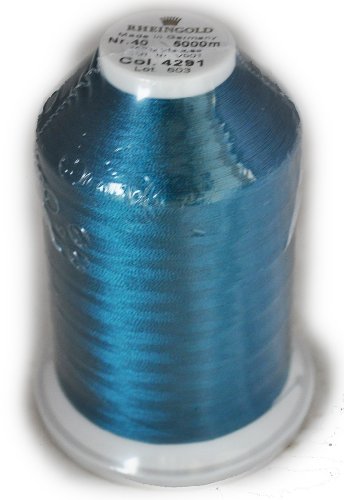 Hilo Rayón Rheingold No. 40, Color Teal Oscuro, Cono Comercial para Bordado a Máquina, 5500 yardas / 5000 metros miniatura 1