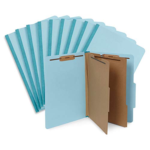 10 Blue Legal Size Classification Folders - 2 Divider 2 Inch Tyvek Expansions - Durable 2 Prongs Designed To Organize Standard Law Client Files, Office Reports - Legal Size, 8 3/4 X 14 3/4, 10 Folders #TOP4
