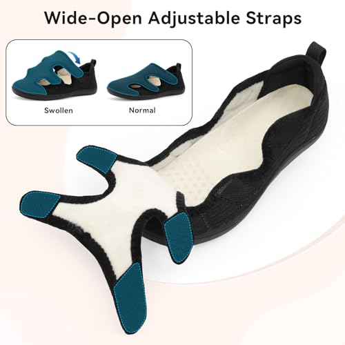 LeIsfIt House Shoes for Women Wide Diabetic Slippers Adjustable Comfortable House Slippers for Swollen Edema Feet Indoor Outdoor Closed Back Slipper Shoes2