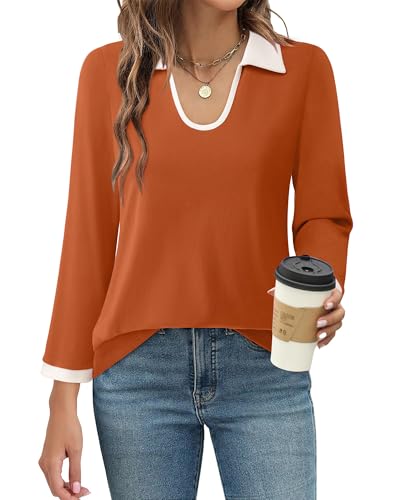 Vivilli 3/4 Sleeve Tops and Blouses: Polo Shirts -...
