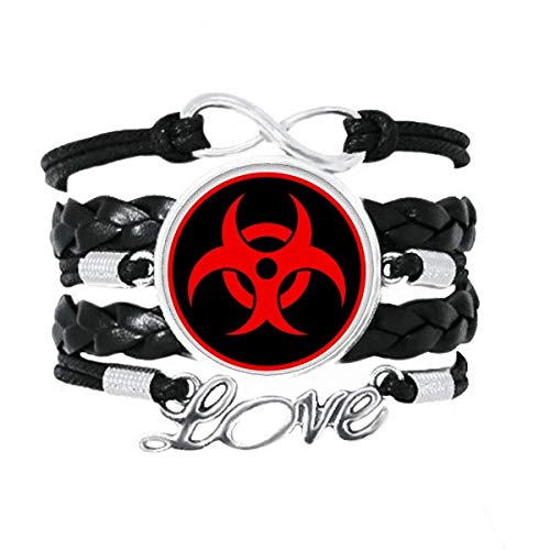 Bracelet en cuir torsadé avec symbole nucléaire rouge pour festival geek