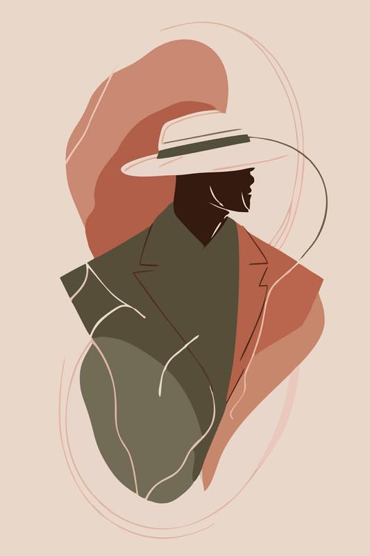 Impression sur toile motif homme abstrait beige orange 60 x 90 cm DD132788 - 5