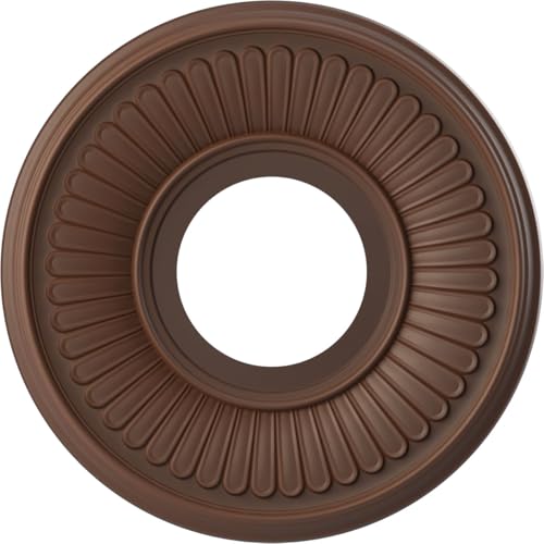 Image of Ekena Millwork CMP10BEDRU Berkshire Thermoformed PVC Ceiling Medallion (Fits Canopies up to 4 1 /2 inch), 10 inchOD x 3 1 /2 inchID x 3 /4 inchP, Universal Aged Metallic Rust