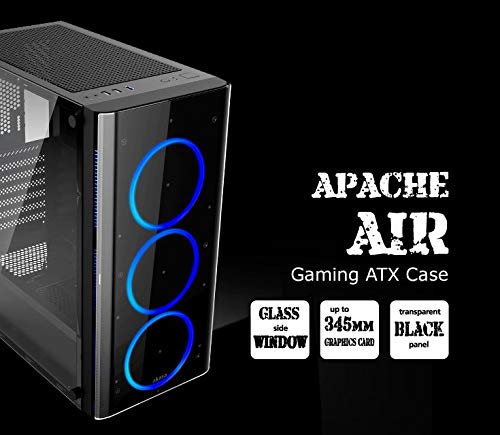 Akasa Apache Air | Gabinete Gamer | Lateral de Vidro Temperado | Suporta placas ATX, MicroATX e Mini