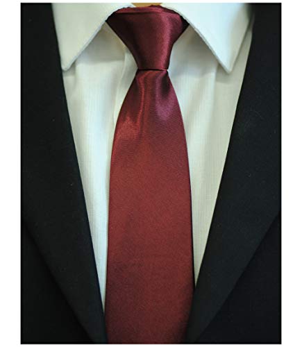 FOMANN Mens Clip on Ties Solid Uniform Clip-on Neck Ties for Police and Security Pullaway Clip Ties (Burgundy) - Thumbnail 3