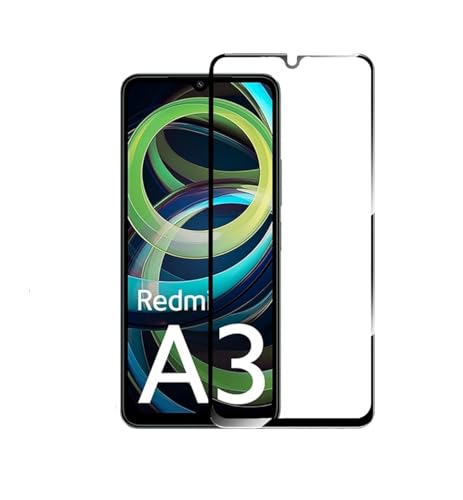 Image of DD SON Redmi A3 / A3x / Realme N61 / Poco C61 Tempered Glass | Screen Protector Full HD Quality Tempered Glass Anti-Scratch Edge to Edge Coverage with Easy Installation Kit (Black)