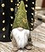 Christmas Green St Patrick's Day Handmade Gnome Plush Standing Figurine for Spring, Irish Gnome Elf Scandinavian Yule Santa Nisse, Nordic Elf Figurine Home Holiday Decoration Ornaments, Green Gnome