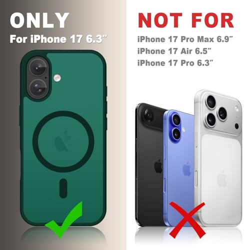 YENAPOON for iPhone 17 Case, Matte Magnetic Phone Cover, Dark Green by YENAPOON - Used condition - Image 8