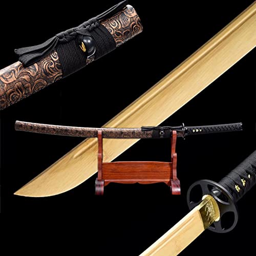 TIAYKO Espada samurái de Madera,Bokken Hecho a Mano,Proceso de fabricación Tradicional,Hoja de bambú Natural,Katana de Entrenamiento Japonesa para Cosplay,Regalos,Kendo,Iaido
