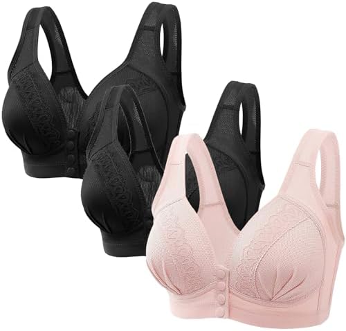 3Pc Push Up Bra Bras For Women Plus Size Womens Front Button Fastening ...