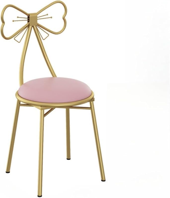 メイクアップチェア、化粧椅子、イス鏡台用、ドレッサーチェア ベルベット、創造的なリボンの形の装飾背もたれ椅子ゴールデンPUレザー、フ