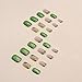 Vezocim Flower Press on Nails Oval Shapes, 24Pcs Green Short Artificial Fake Nails with Green Floral Designs, Full Cover Glossy Acrylic False Nails, Stick on Fingernails for Women Girls(W1097)