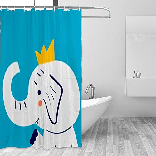 Rideau de douche avec crochets motif éléphant polyester 60x72 inch lavable - 5