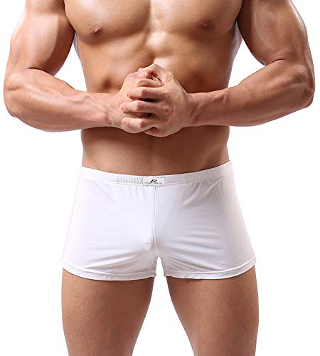 Louis Rouse Mens Boxer Briefs Underwear Mens Boxer Shorts Smooth Short Leg Mens Underwear White
