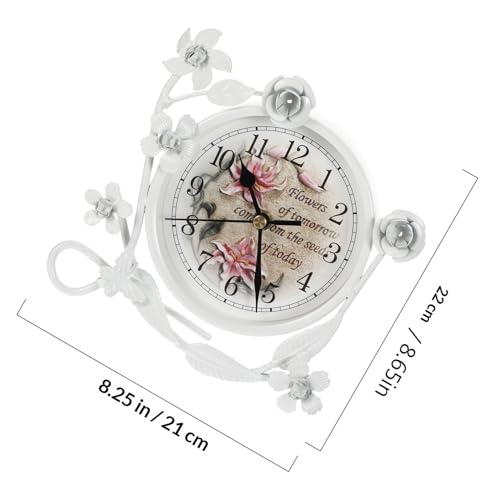Reloj de escritorio retro europeo blanco en material sintético con agujas silenciosas 3