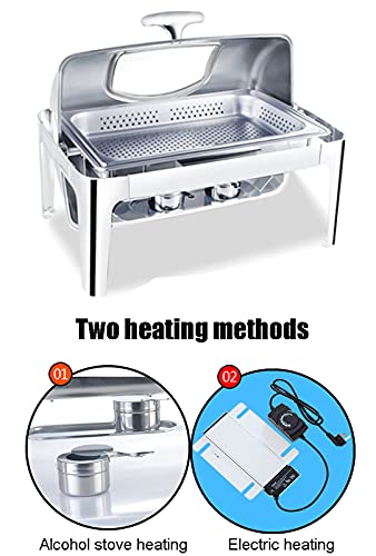 Speisewärmer Buffet Edelstahl Buffetwärmer Warmhaltebehälter Essen 6/9L Speisenwärmer Dampfheizung Wärmebehälter… – Bild 3