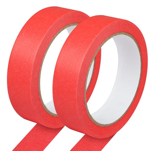 Image of 2 Pack Red Painters Tape - Red Masking Tape 1 Inch Wide - Multi-Surface, Smart Adhesion, Indoor & Outdoor - Paint Tape for DIY, Labeling, Art, Car, General Purpose - 180FT Total