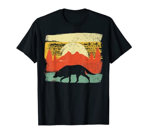 Vintage Lobo Retro Cazador Naturaleza Amante Vida Camiseta
