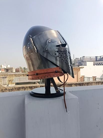 Medieval Knight Helmet, LARP Steel Bascinet Barbuta, SCA Battle Armor, Gift, Christmas, Halloween