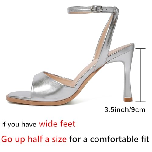 Image of Mostrin Strappy Heels for Women Square Open Toe Lace Up Heeled Sandals Ankle Strap Sexy Stiletto High Heels for Party, Prom, Dating, Wedding