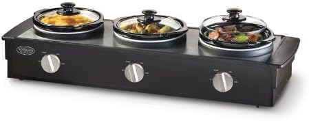 Nostalgia Electrics 2.5 Qt Triple Slow Cooker Buffet