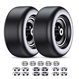 13x5.00-6' Flat Free Lawn Mower Tires, Zero-steering Lawn Mower Front Wheels, Solid Wheels Residential and Commercial Use, Suitable for 3/4-inch and 5/8-inch Bearings, Adjusted Center Hub, 2 pack