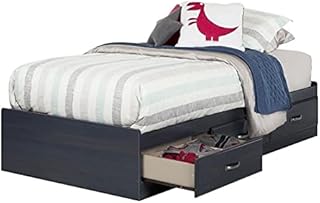 Rosebery Kids Platform Bed / 3 Drawers Under Bed/Wood Slat Support/Box Spring Not Required/Twin Size/Navy Blue