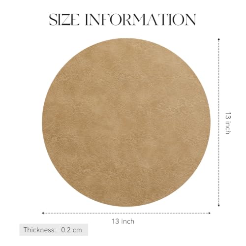 MOSAYT 13 Inch Round Vinyl Placemats Set of 6 - Faux Leather 100% Waterproof Oil-Proof Wipeable PU Place Mats, Heat Resistant Reversible Table Mats for Kitchen, Dining, Outdoor, Camel by MOSAYT - Used condition - Image 7