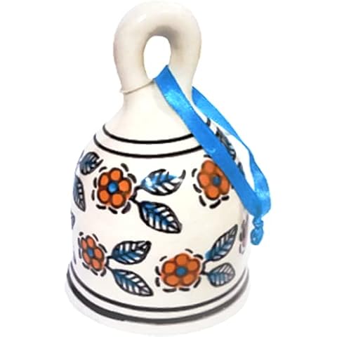 Purpledip Ceramic Painted Bell: Wall Door Hanging With Resonating Sound, 5 Inches Tall (12365) Cover