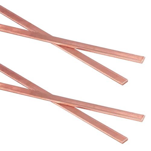 4PCS C110 Copper Flat Bar, 0.08" Thickness x 0.6" Width x 15.7" Length Copper Flat Bar Stock, 2mm x 15mm x 400mm Suitable for DIY Battery Connection, etc.