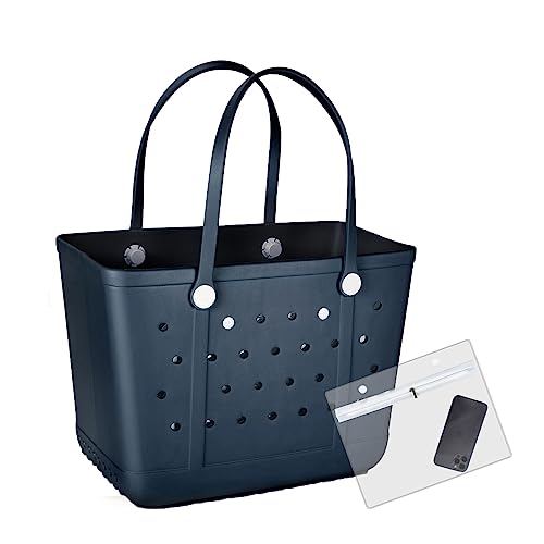 Chokoter Beach Bag, Waterproof Beach Tote, Rubber Xl Tote Bag, Washable And Durable Open Handbag For Boat Pool Sports Gym(Dark Blue) #TOP4