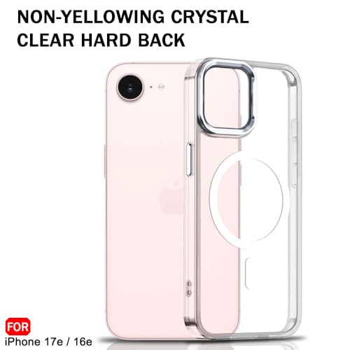 Image of TheGiftKart for iPhone 16e / iPhone 17e Case, Crystal Clear Hard Back Cover Compatible with MagSafe, Built-in Stand, Hybrid Shockproof Back Cover Case (PC & TPU, Transparent Clear)