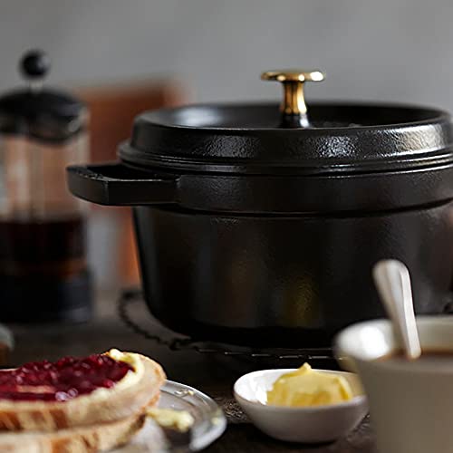 Image of STAUB Cast Iron Round Cocotte, Dutch Oven, 2.75-quart, serves 2-3, Made in France, Matte Black