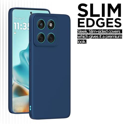Image of Pikkme Back Cover for Motorola Moto Edge 60 5G / Motorola Moto Edge 60 Fusion 5G | Camera Protection Shockproof Soft Matte Silicone Bumper Case (Blue)