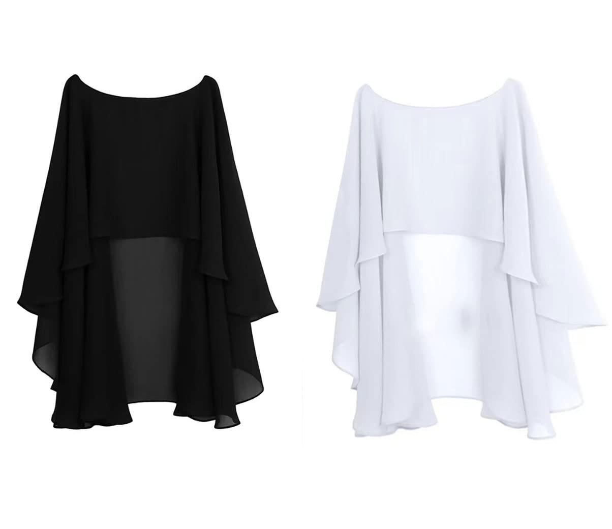 GCFIYPPWomen Shawl Soft Chiffon Shawl and Scarf for Bridesmaid Evening Dress Wedding Shawl, Black+white, One size