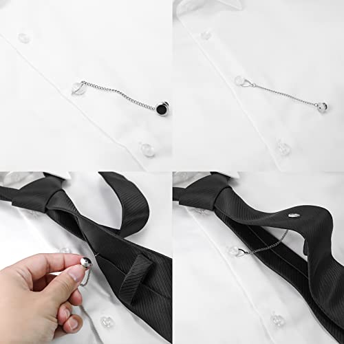 Dannyshi Tie Pins For Men Silver Tie Pins With Chain, Tie Tack Pins Brooch Personalized Wedding Business Gifts (4Pcs-B) #TOP4