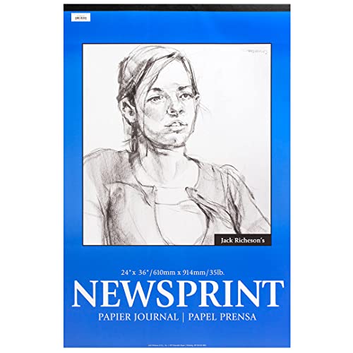 Jack Richeson 100220 Rough Newsprint Pad, 32 lb, 50 Sheets, 36