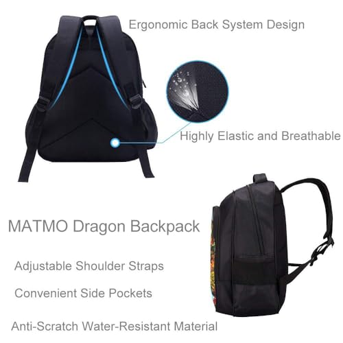 MATMO Mochila de futebol para meninos, mochila escolar com estampa de futebol, Mochila Dragon 1, One