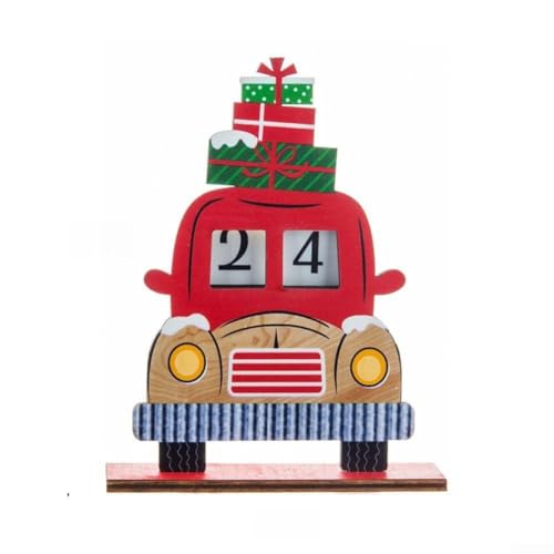 Calendrier de compte à rebours en bois sur le thème de Noël avec changement de numéro quotidien pour décoration de maison et tradition de vacances (rouge)