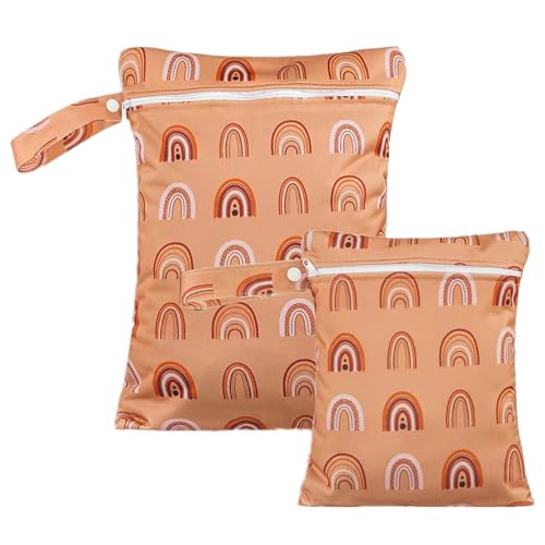 Image of 2 Sizes Wet Bags, Waterproof Storage Bag for Baby Diapers and Pump Parts, Reusable Diaper Bag with Zippered Pockets and Handle, Travel Bags, Beach, Pool, Gym Bag for Swimsuits & Wet Clothes, Set of 2