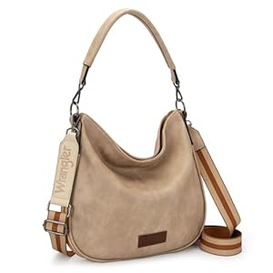 Wrangler Soft Vegan Leather Hobo Bags Medium size Striped Cotton Ribbon Shoulder Purses with Crossbody Straps