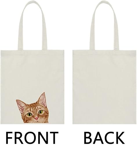 Vista 26 de WIRESTER Bolsa de lona reutilizable para mujeres y niñas, bolsa de compras de comestibles, bolsa de hombro, bolsa de viaje, animal de perro y gato