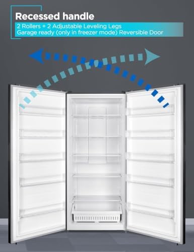 21.2 Cu. Ft. Convertible Freezer Refrigerator, Upright Freezer with Glass Shelves, Reversible Door, Frost Free, Stainless Look - 4