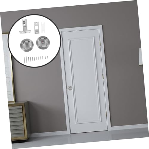 Cerradura de bolsillo para puerta corredera POPETPOP, pestillo de privacidad, níquel satinado, para baños, seguridad, uso interior miniatura 4