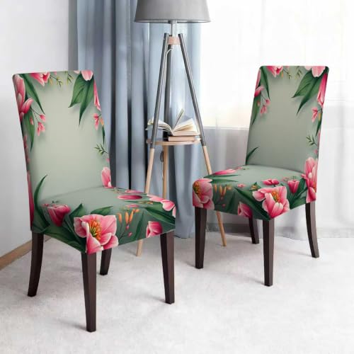 Nappe de table de fête avec housses extensibles imprimé fleurs roses - 7