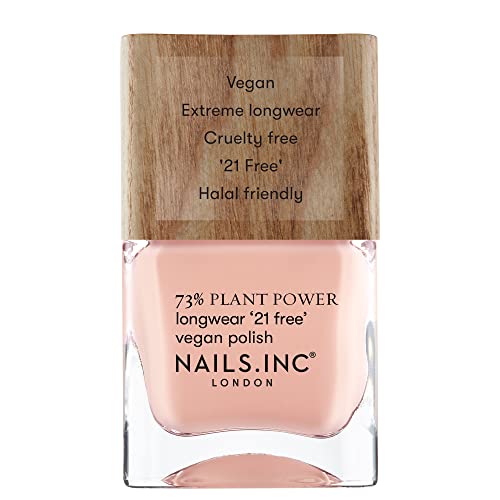 Nails Inc - Pintauñas vegano IN MY O-ZONE Plant Power - 73% a base de plantas, 100% vegano y Cruelty Free - Manicura perfecta, rosa melocotón suave - Para estética de uñas ecológica