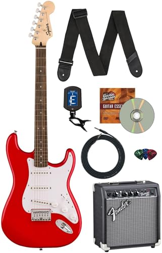 Image of Fender Squier Sonic Stratocaster HT - Torino Red Bundle with Frontman 10G Amp, Tuner, Strap, Cable, Picks, and Austin Bazaar Guitar DVD